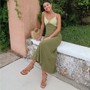 Abercrombie & Fitch Two-Tone Green Midi Dress
